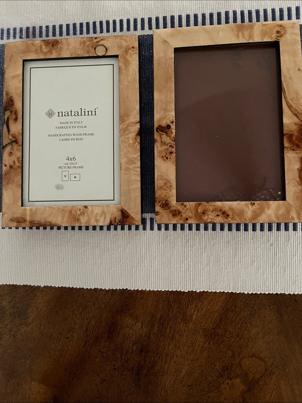 Natalini Burl Wood 4x6 Picture Frame - Natural Brown Finish